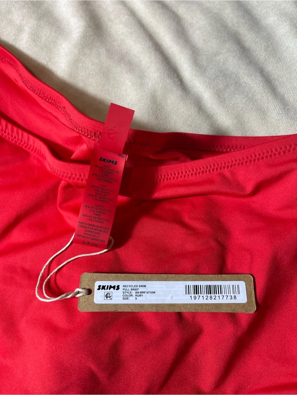 SKIMS Swim Full Brief Ruby Red Bikini Bottoms Small NWT